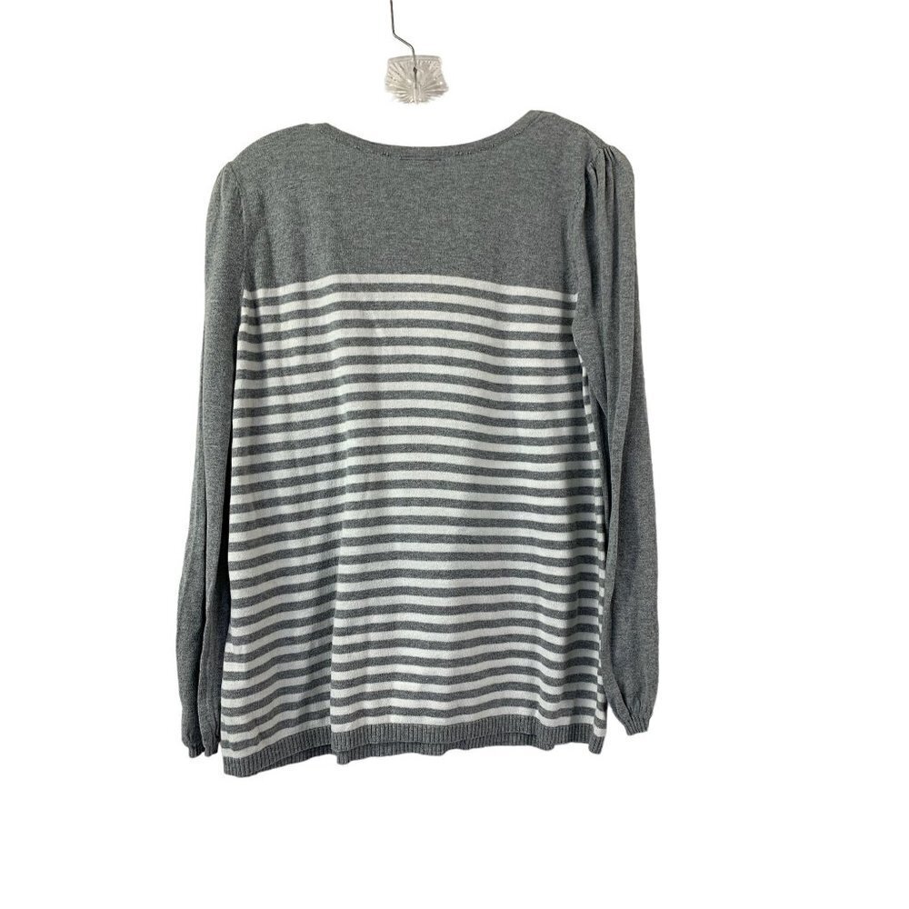A.N.A Women's Light Grey & White Stripped Sweater Top - Picture 2 of 7